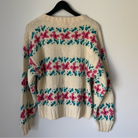 L.L. Bean Fair Isle Cable Knit Sweater - Picture 3 of 12